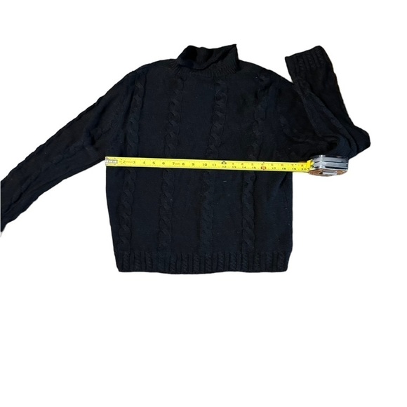 Vintage Suzelle Women's Silk Wool Blend Mock Neck Cable Knit Black Sweater Large - Picture 6 of 9